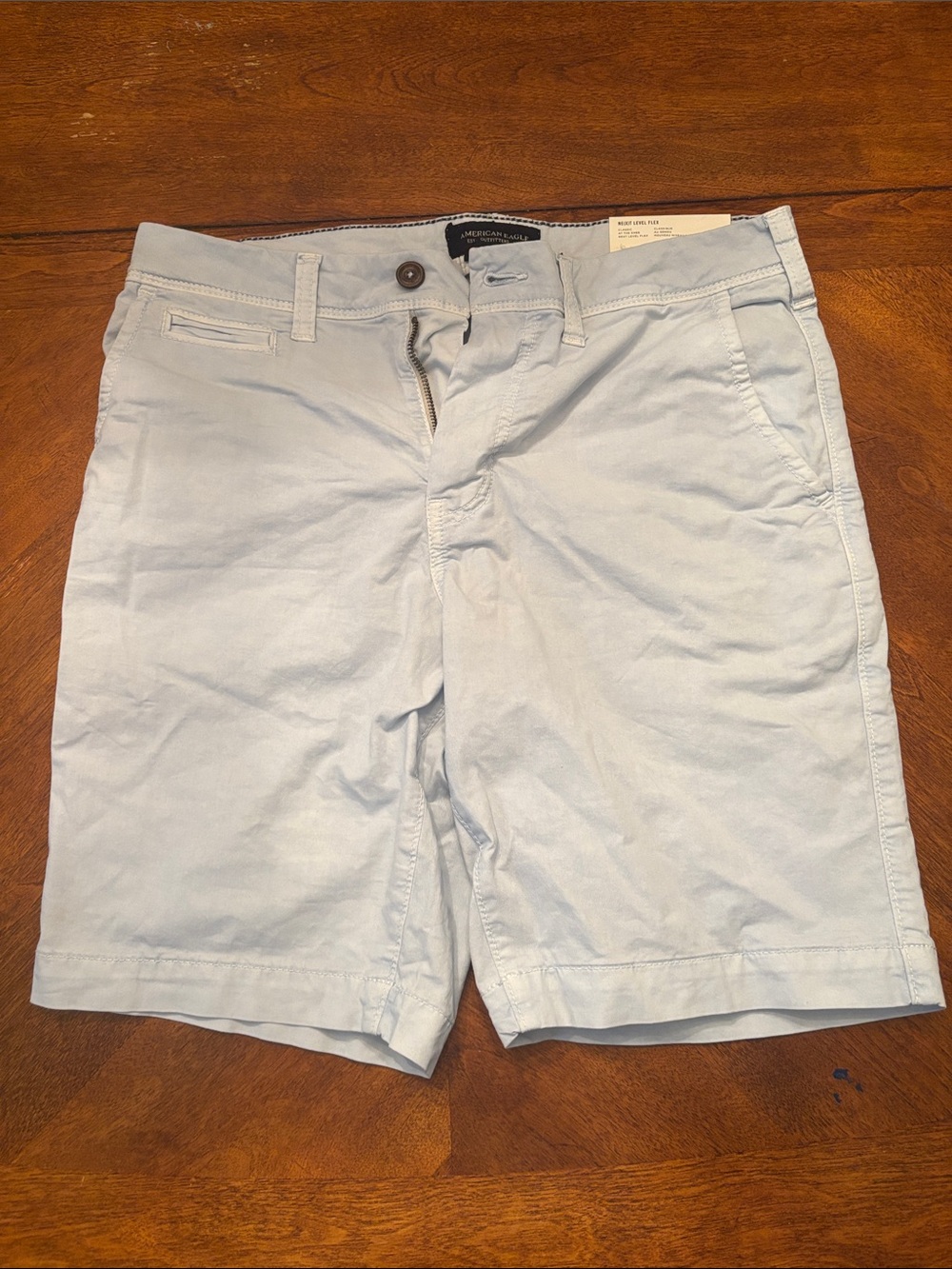 American Eagle Outfitters Light Blue Flat-Front Cotton Shorts